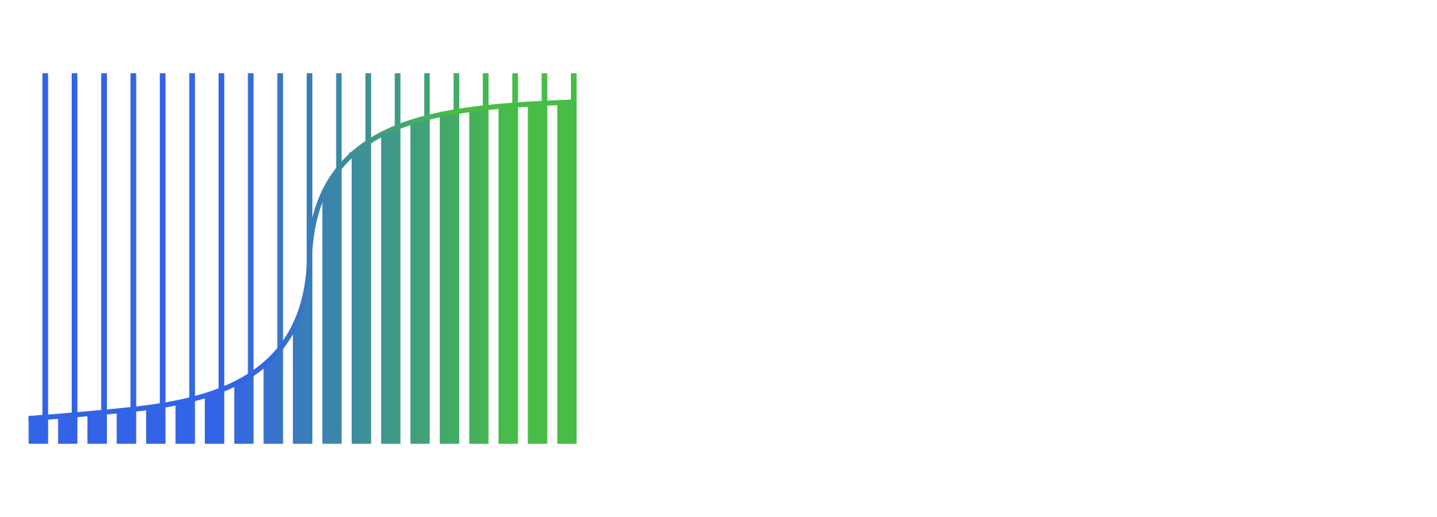 ArcTangent Solutions logo with arc curve over blue and green bars